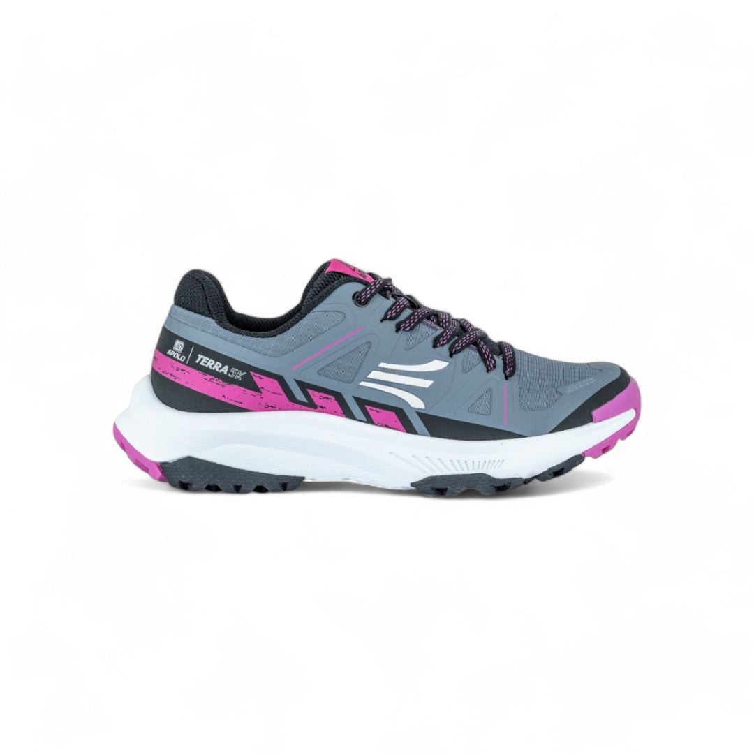 Tenis Trail Running Mujer – Resistencia en Gris y Rosa