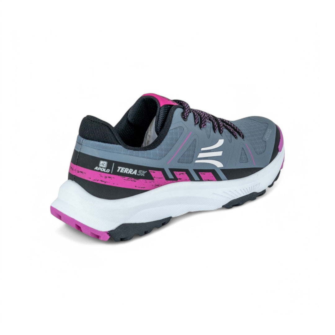 Tenis Trail Running Mujer – Resistencia en Gris y Rosa