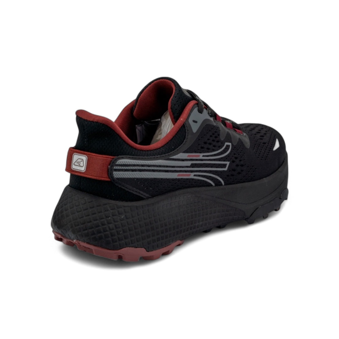 Tenis Trail Running Mujer – Seguridad y Agarre en Negro y Rojo