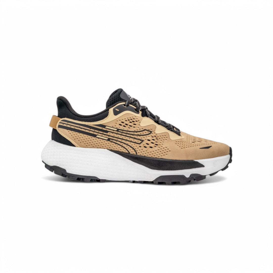 Tenis Running Profesional Mujer – Rendimiento en Beige y Negro