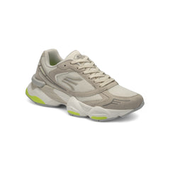 Tenis Blancos Hombre - Suela Chunky - Beige y Verde Lima