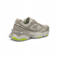 Tenis Blancos Hombre - Suela Chunky - Beige y Verde Lima