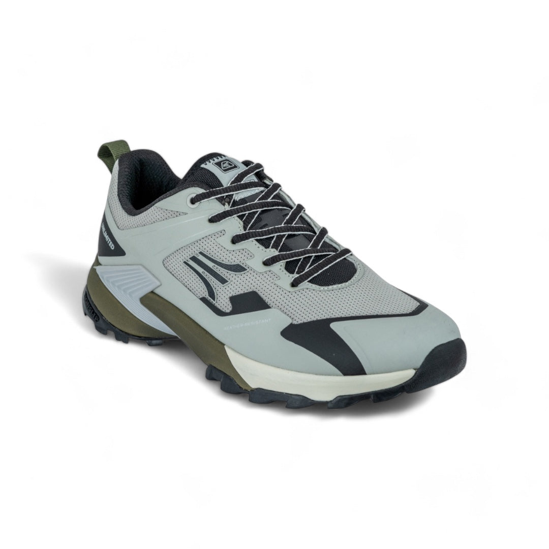 Tenis Outdoor Hombre - Impermeables y Resistentes - Gris con Negro y Verde Militar