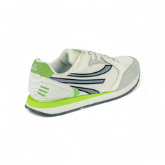 Tenis Retro Hombre - Casual y Deportivo - Beige con Verde Lima