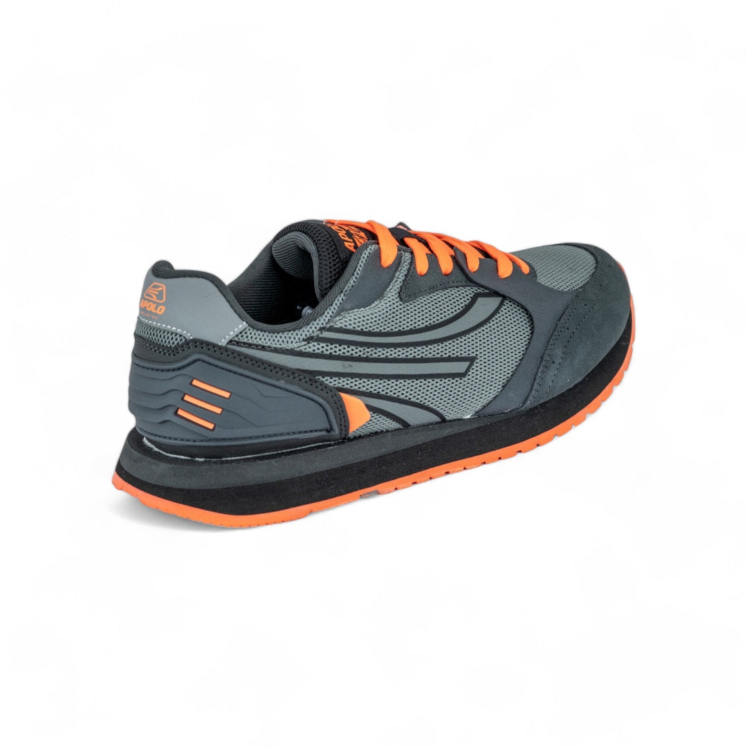 Tenis Urbanos Hombre - Gris con Naranja - Estilo Deportivo