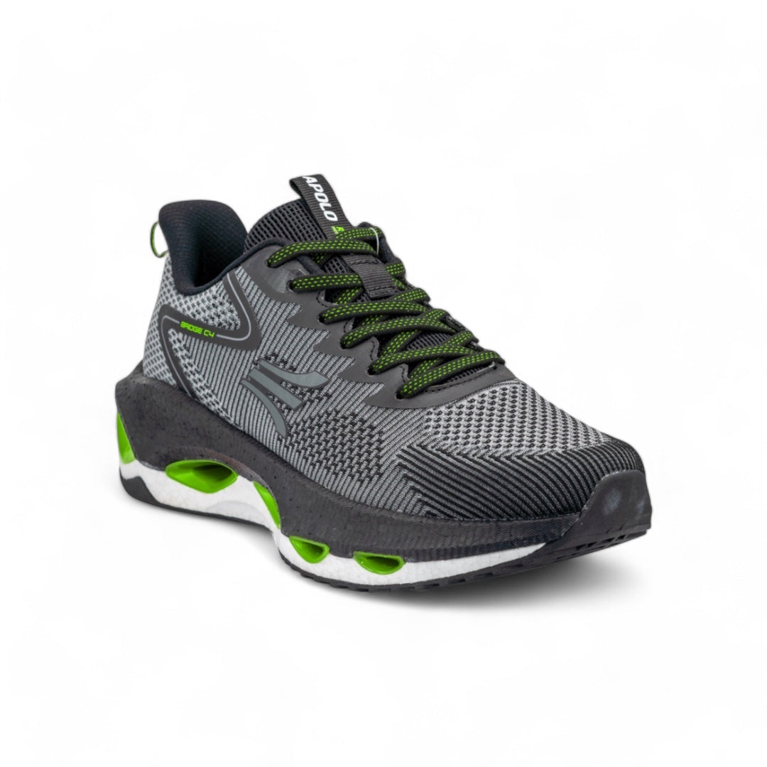 Tenis Deportivos Hombre - Running y Entrenamiento - Gris con Verde Neón