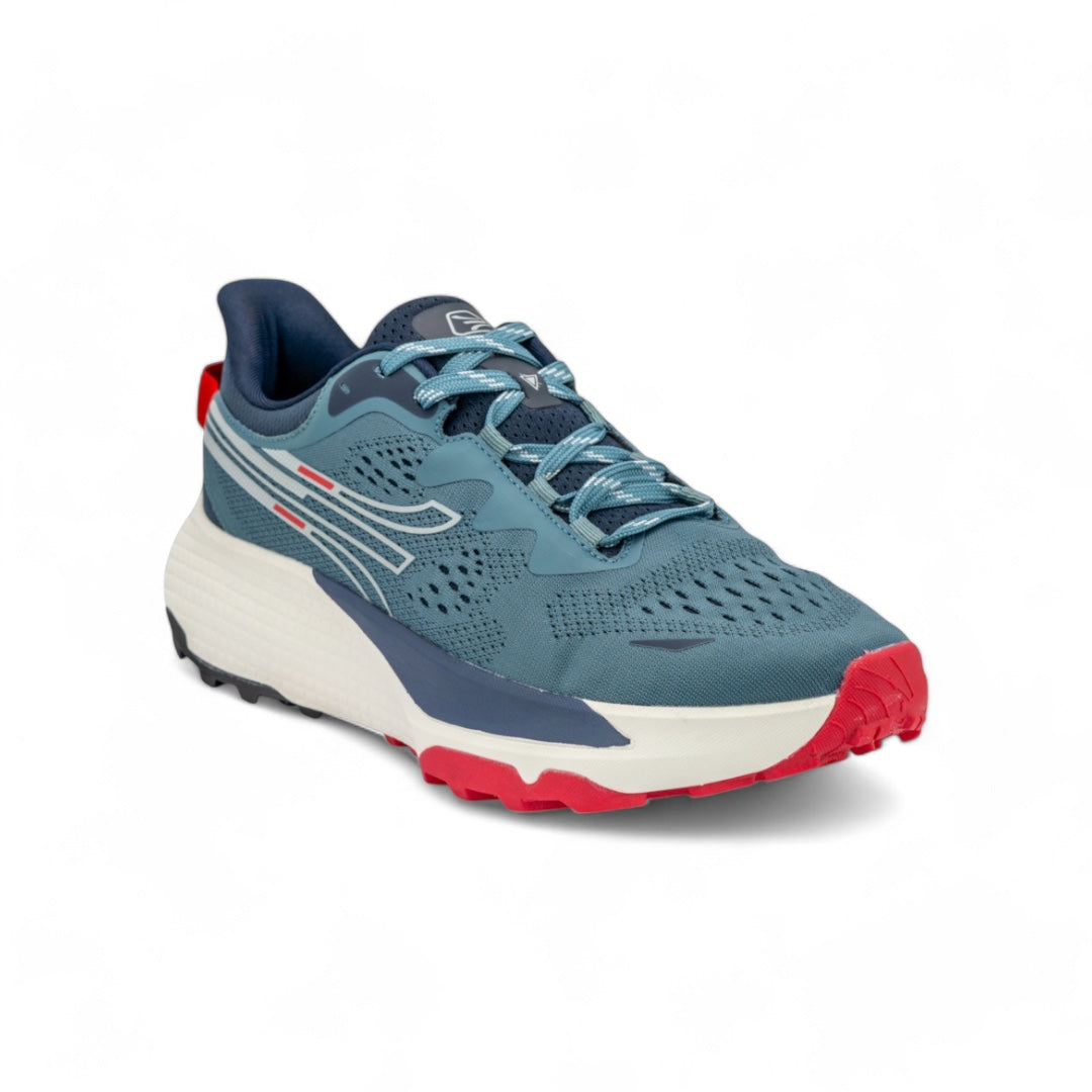 Tenis Trail Running Hombre - Azul con Rojo - Agarre Extremo