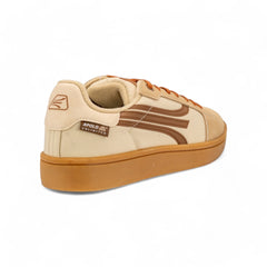 Tenis Clásicos Hombre - Beige con Marrón - Suela de Goma