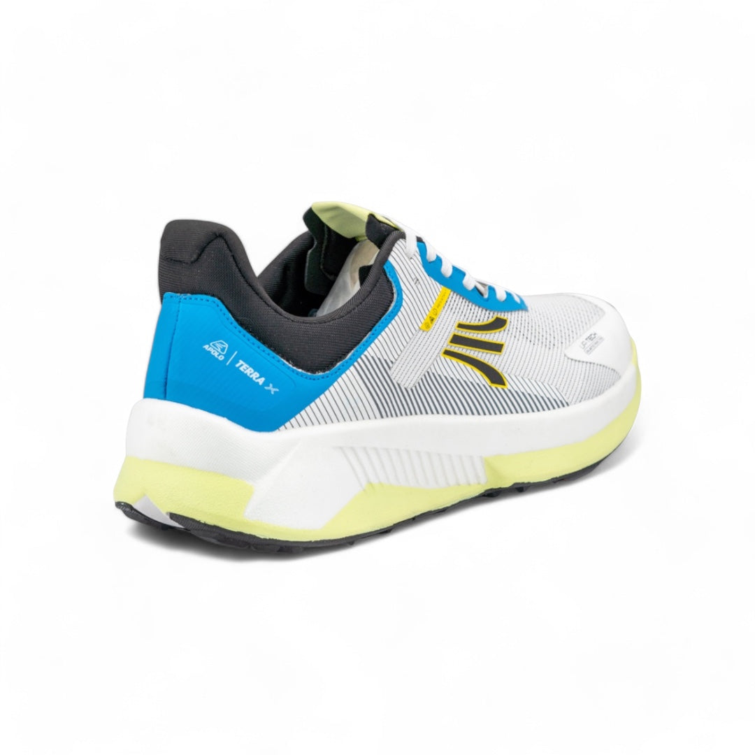 Tenis Running Hombre - Blanco con Azul y Amarillo - Ultra Livianos