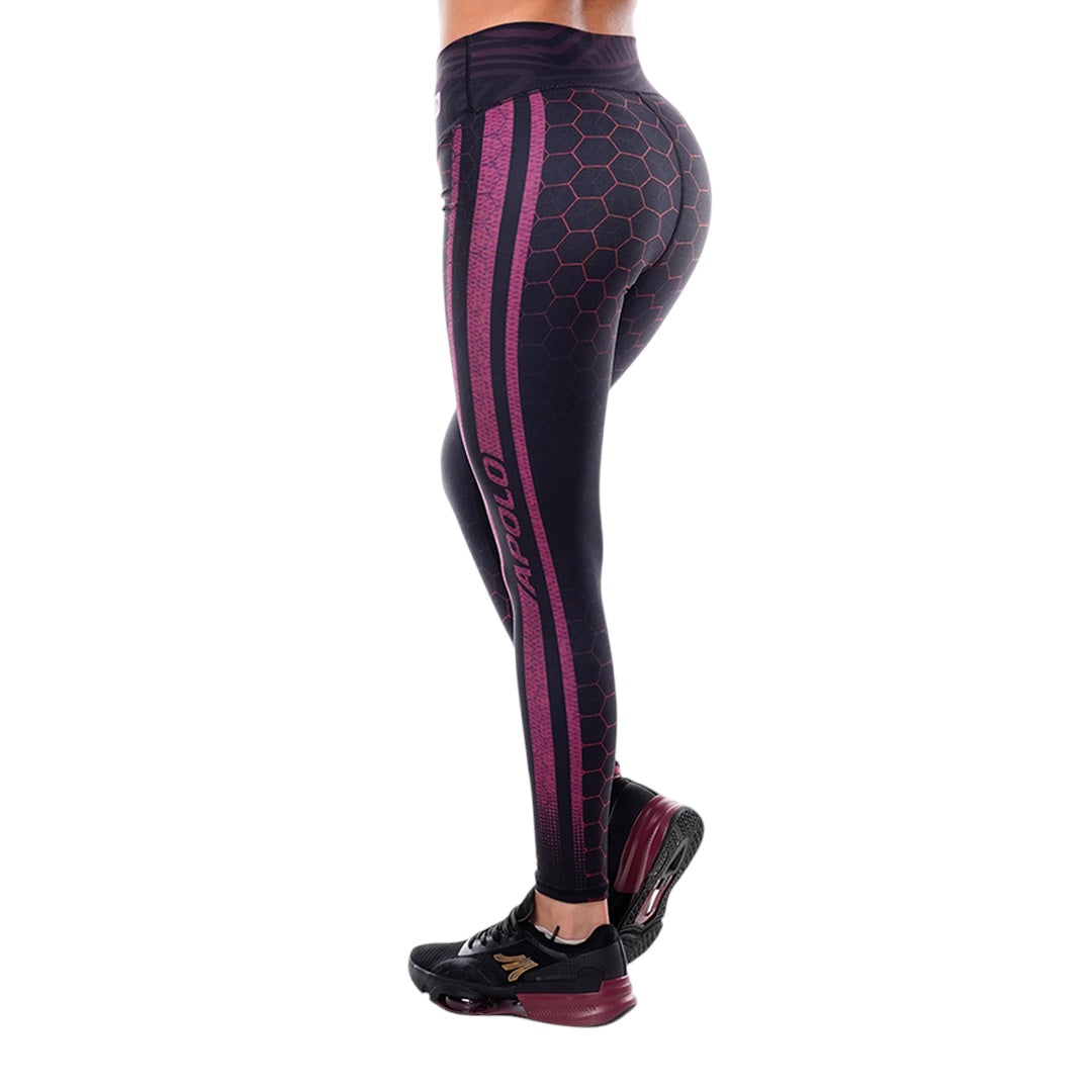 Leggings Deportivos Mujer Apolo - Estampado  Negro Fucsia