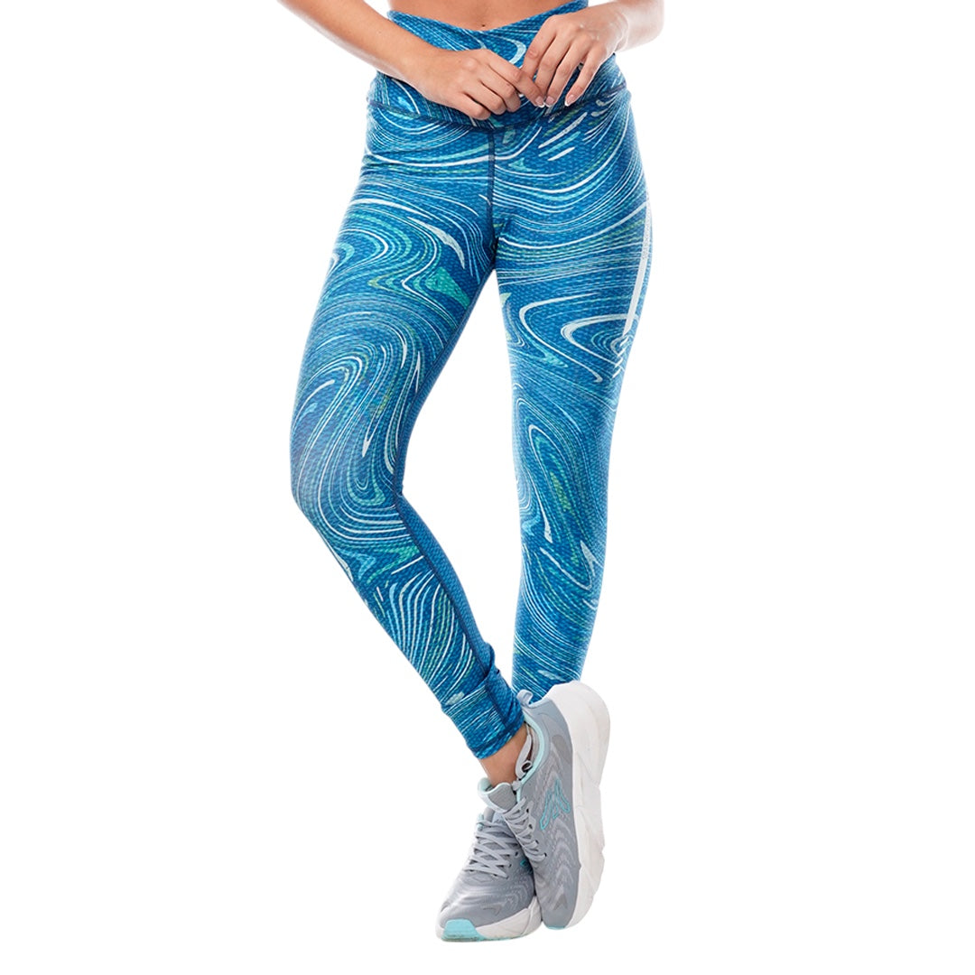 Leggings Deportivos Mujer Apolo - Estampado  Azul Blanco