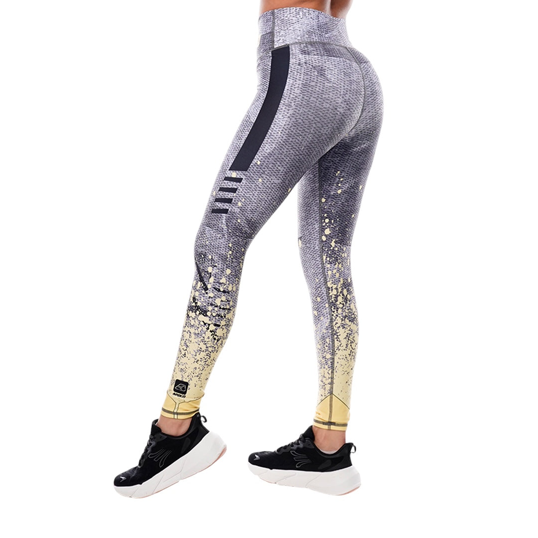 Leggings Deportivos Mujer Apolo - Estampado  Gris Negro