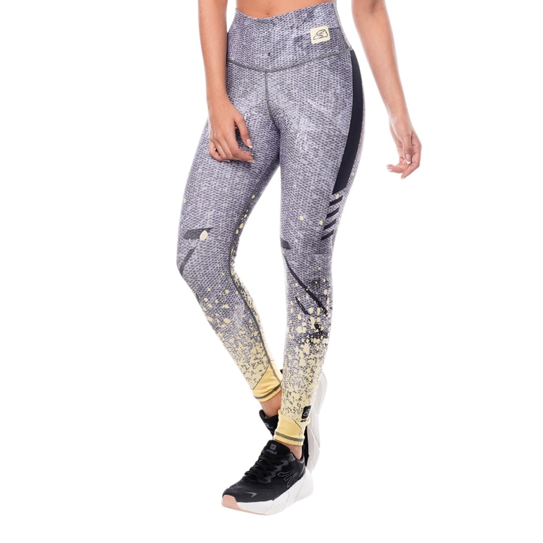 Leggings Deportivos Mujer Apolo - Estampado  Gris Negro