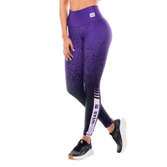 Leggings Deportivos Mujer Apolo - Estampado  Negro Purpura