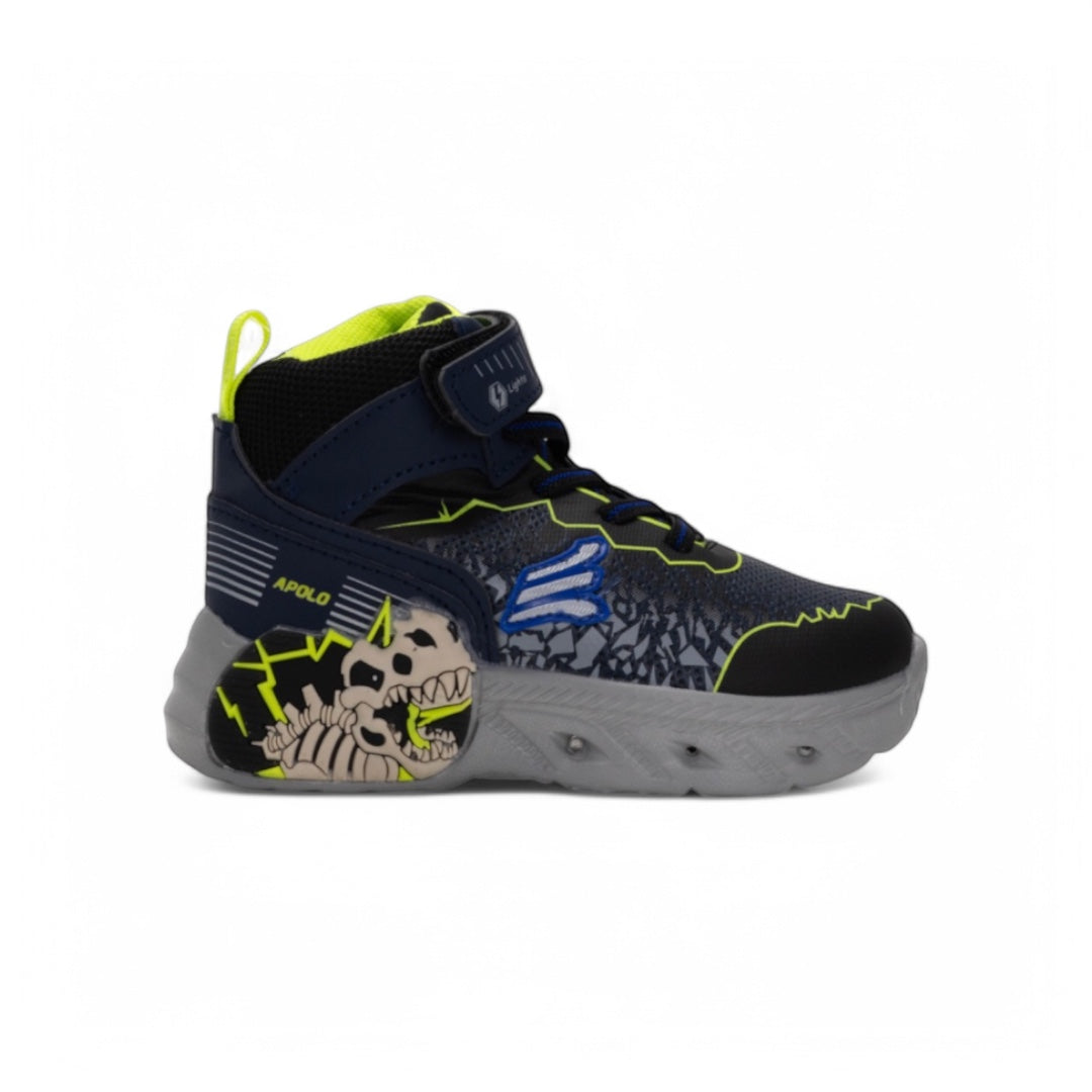 Tenis con Luces kids Dino Rockero Negro