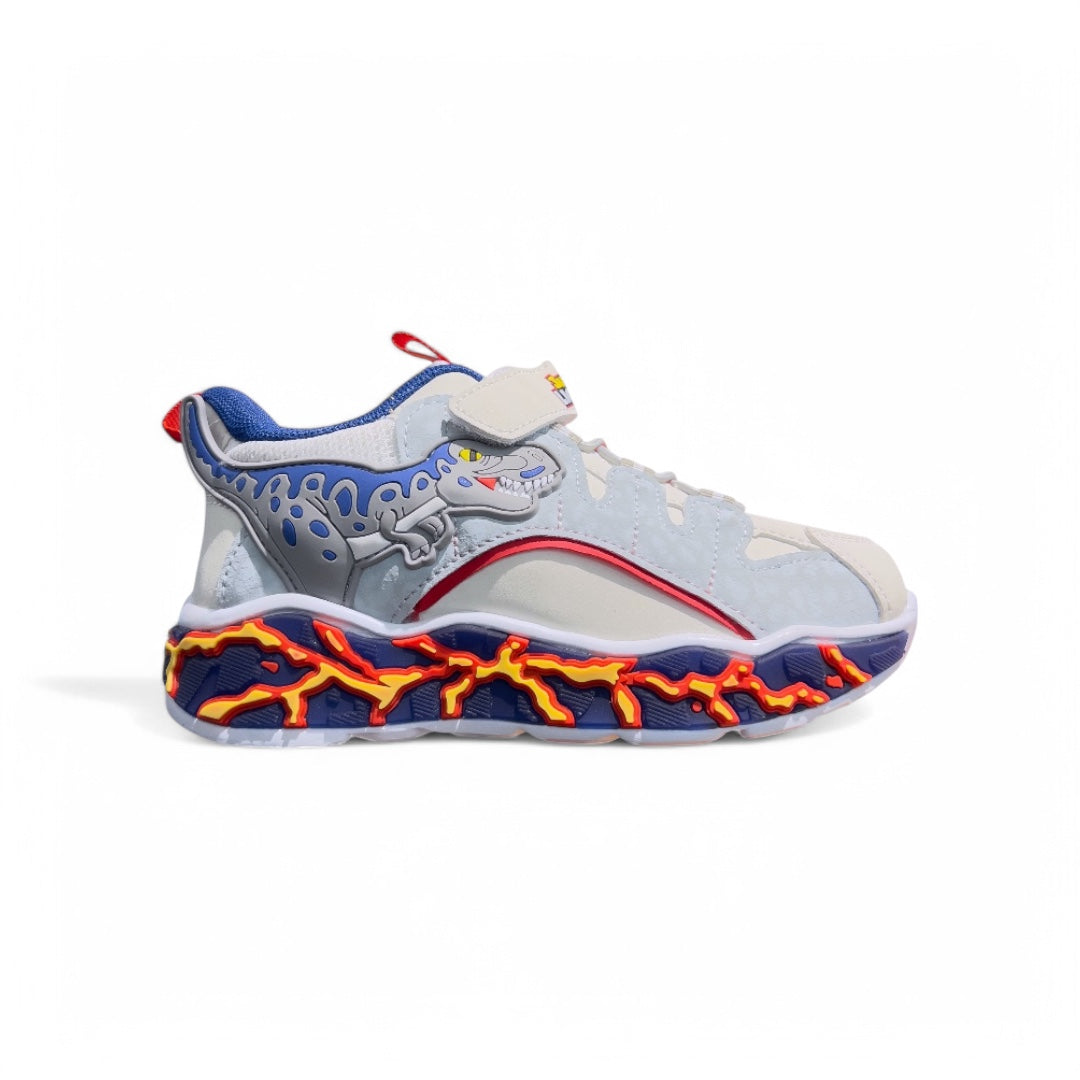 Tenis con Luces Kids Dinosaurio Gris Azul