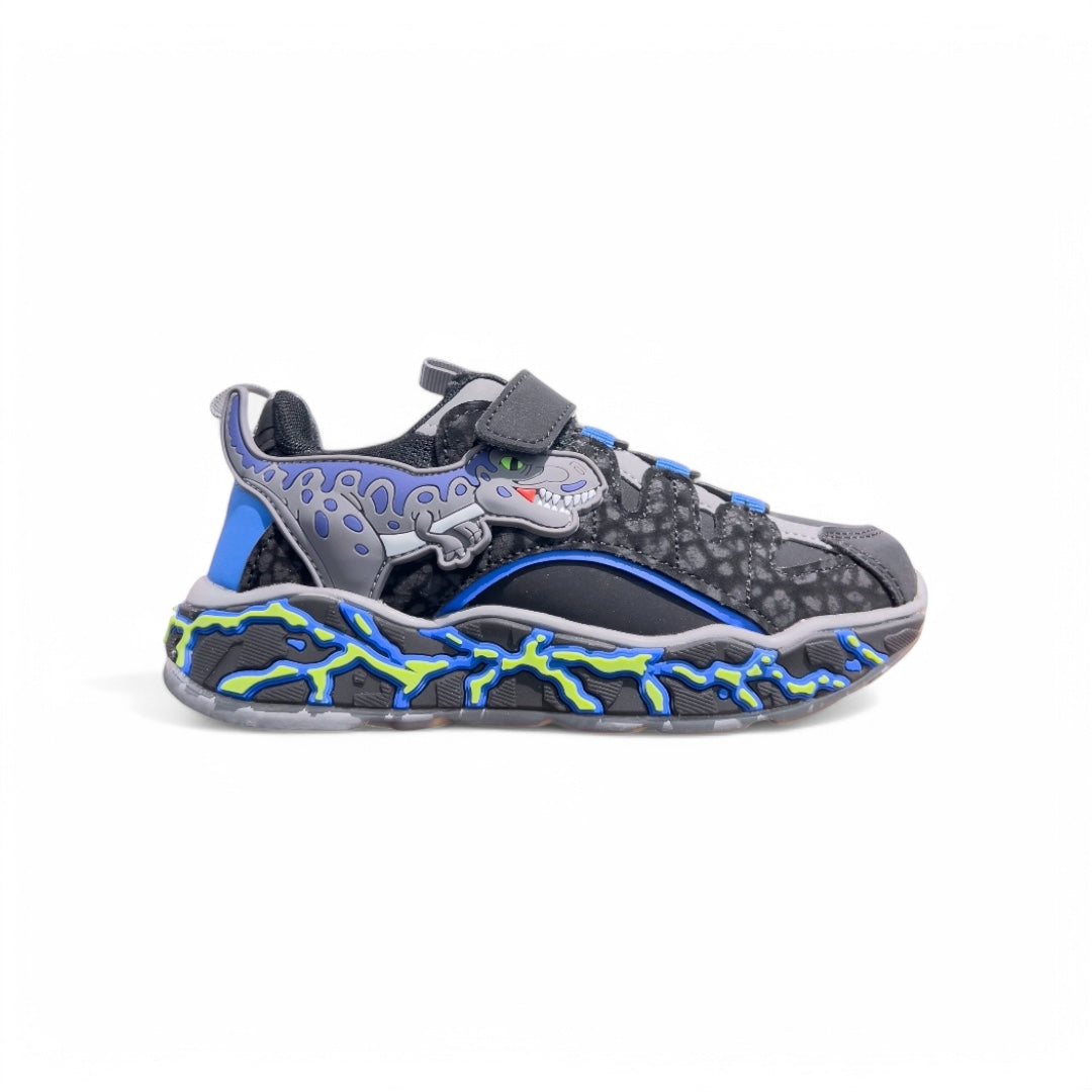 Tenis con Luces Kids Dinosaurio Gris
