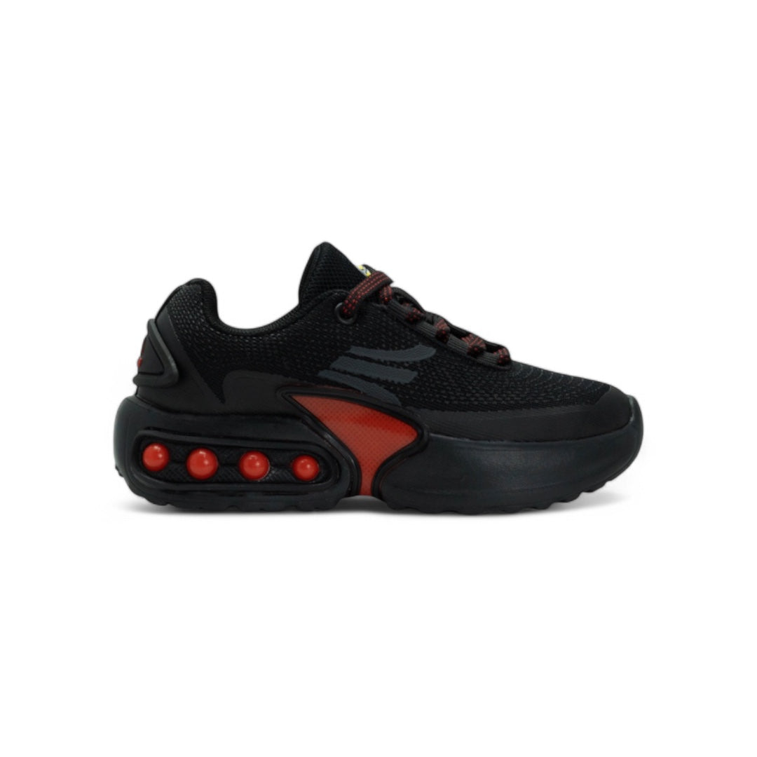 Tenis con Luces kids Deportivo Negro Rojo
