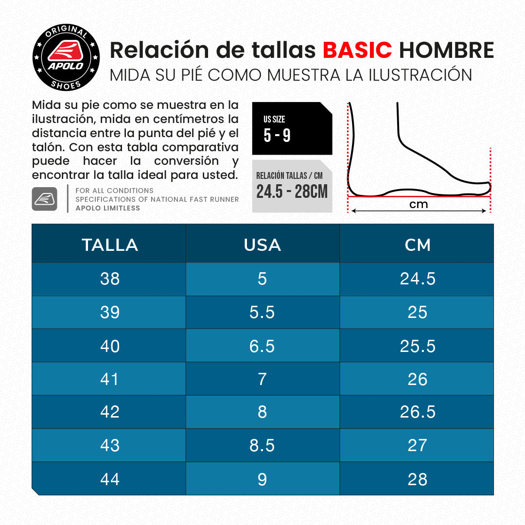 Tenis Hombre Basic - Negro Rojo